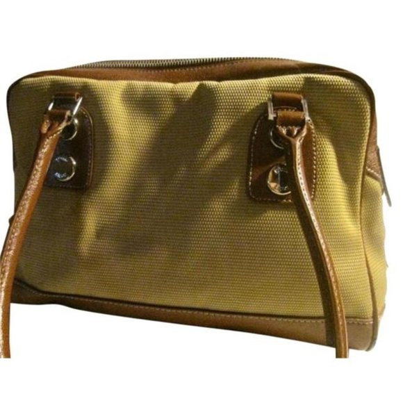 Etienne Aigner Vintage Shades Of Brown Leather And Canvas Satchel